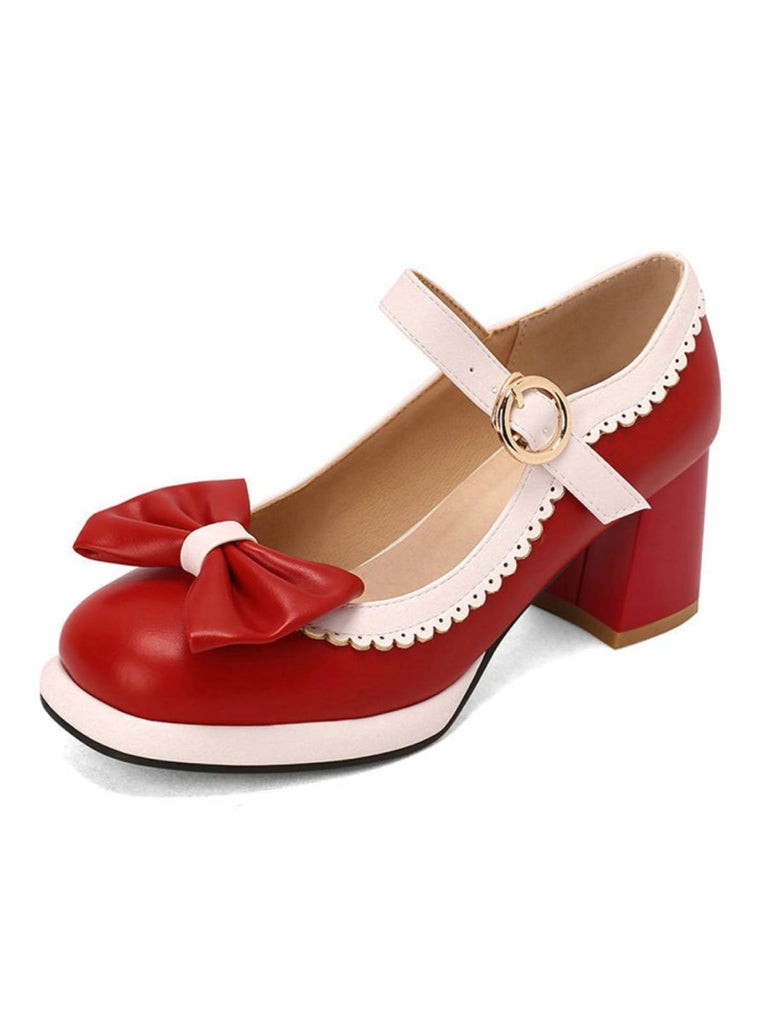 Bowknot Chunky Heels Mary Jane Shoes — vintage elegance for the modern woman