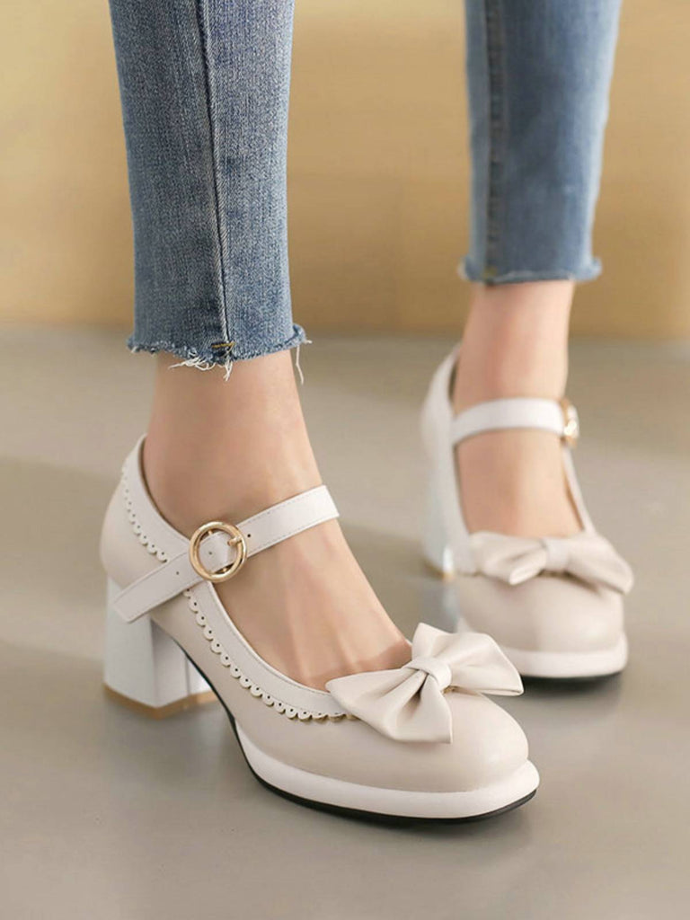 Bowknot Chunky Heels Mary Jane Shoes: timeless style reimagined