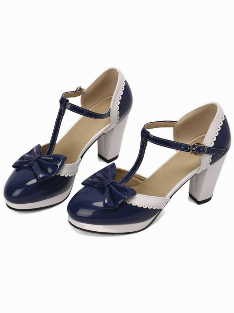 Bowknot Chunky Heels Mary Jane Shoes — vintage elegance for the modern woman