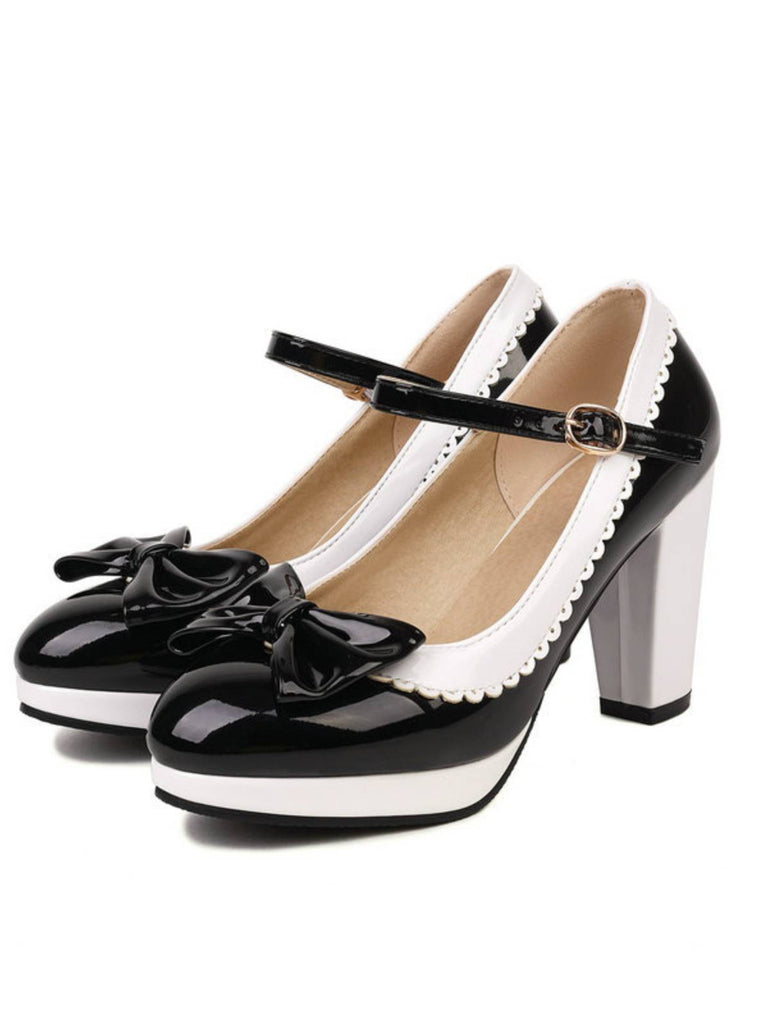 Bowknot Chunky Heels Mary Jane Shoes: timeless style reimagined