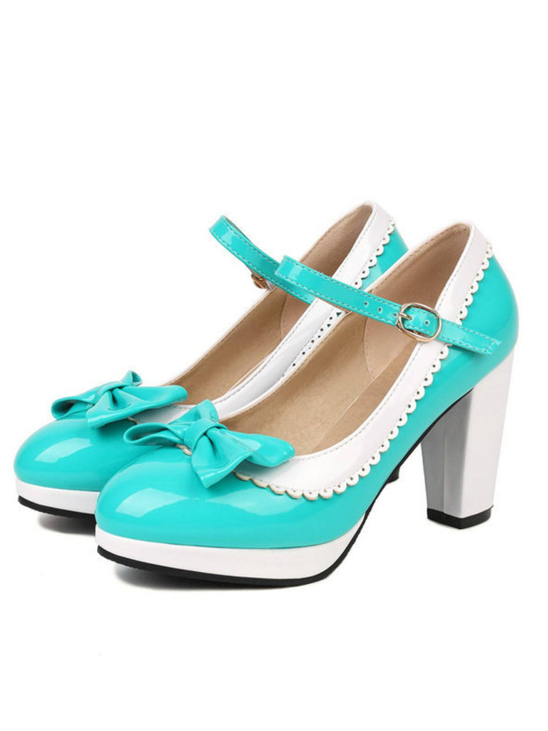 Bowknot Chunky Heels Mary Jane Shoes — vintage elegance for the modern woman