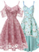 2PCS 1950s Ruffle Dress & Floral Embroidery Dress