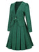 2PCS Green Retro Plaid Blazer & Panel Skirt