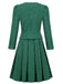 2PCS Green Retro Plaid Blazer & Panel Skirt