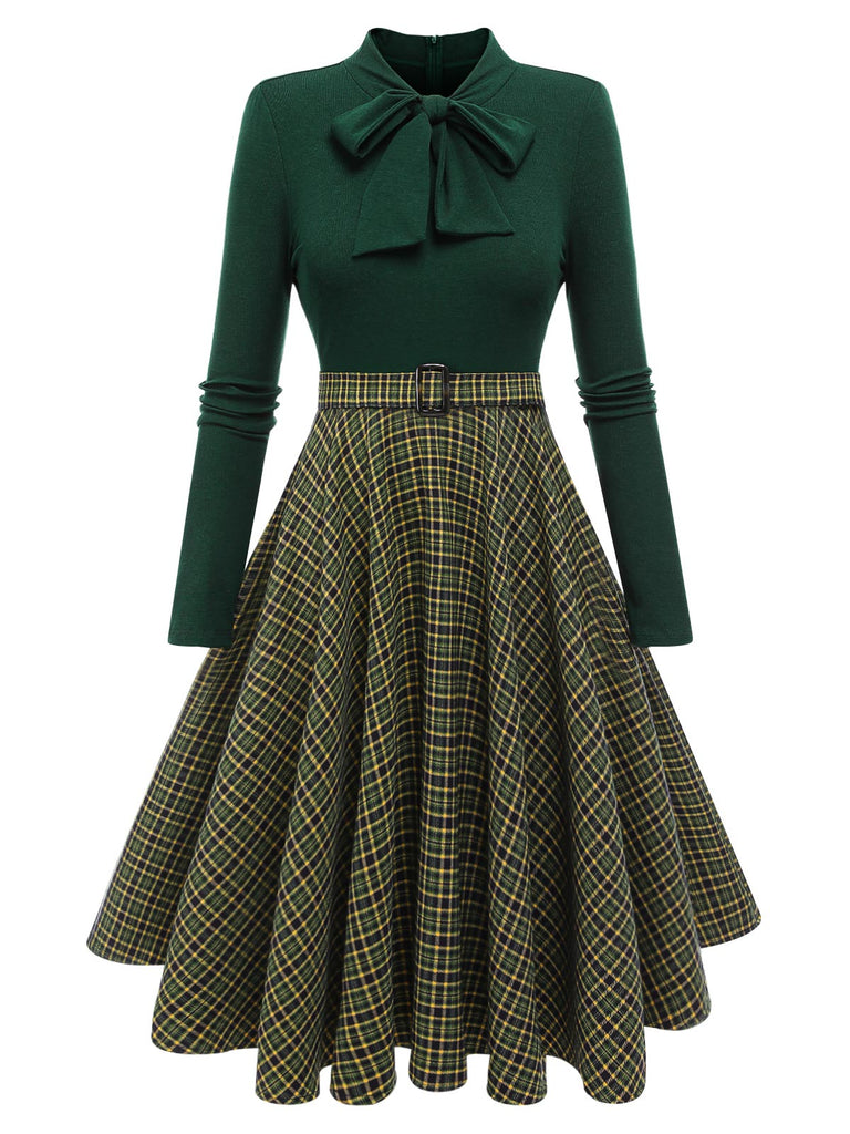 Dark 1950s Plaid Knitting Dress: timeless style reimagined