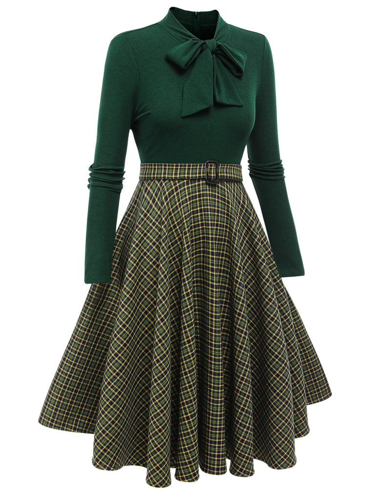 Dark 1950s Plaid Knitting Dress — vintage elegance for the modern woman