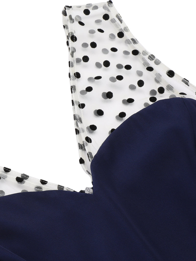 Dark Blue 1960s Patchwork Pencil Dress: timeless style reimagined