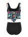 Dark Gray 1950s Retro Dinosaur Tankini Set - vintage fashion, retro style
