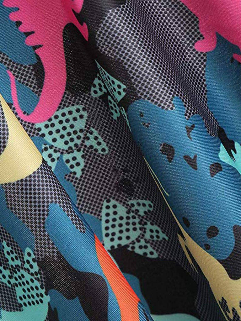 Dark Gray 1950s Retro Dinosaur Tankini Set - vintage fashion, retro style