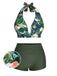 Dark Green 1930s Reversible Halter Swimsuit — vintage elegance for the modern woman
