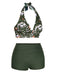 Dark Green 1930s Reversible Halter Swimsuit — vintage elegance for the modern woman