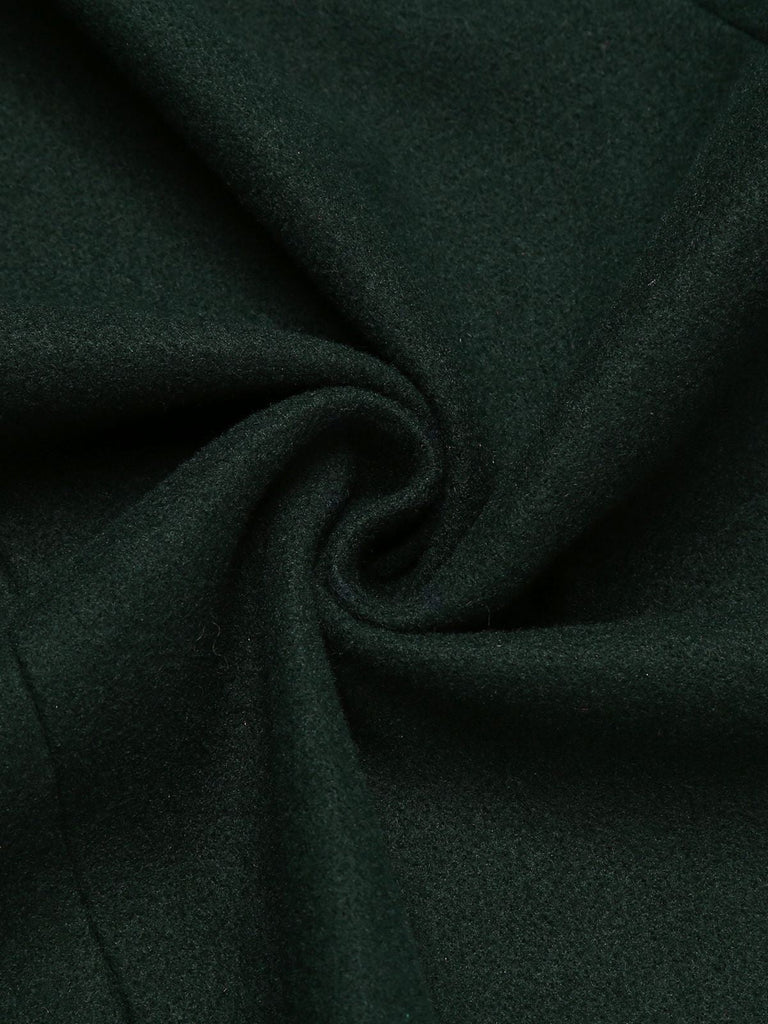 Dark Green 1940s Solid Button Coat: timeless style reimagined