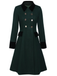Dark Green 1940s Solid Button Coat - vintage fashion, retro style