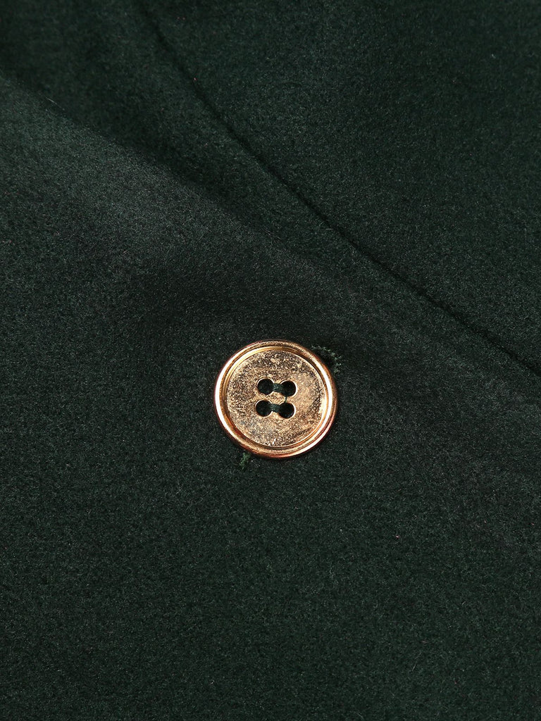 Dark Green 1940s Solid Button Coat — vintage elegance for the modern woman
