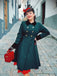 Dark Green 1940s Solid Button Coat — vintage elegance for the modern woman