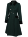 Dark Green 1940s Solid Button Coat - vintage fashion, retro style
