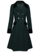 Dark Green 1940s Solid Button Coat - vintage fashion, retro style