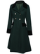 Dark Green 1940s Solid Button Coat - vintage fashion, retro style