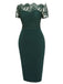 Dark Green 1960s Lace Off-shoulder Dress — vintage elegance for the modern woman