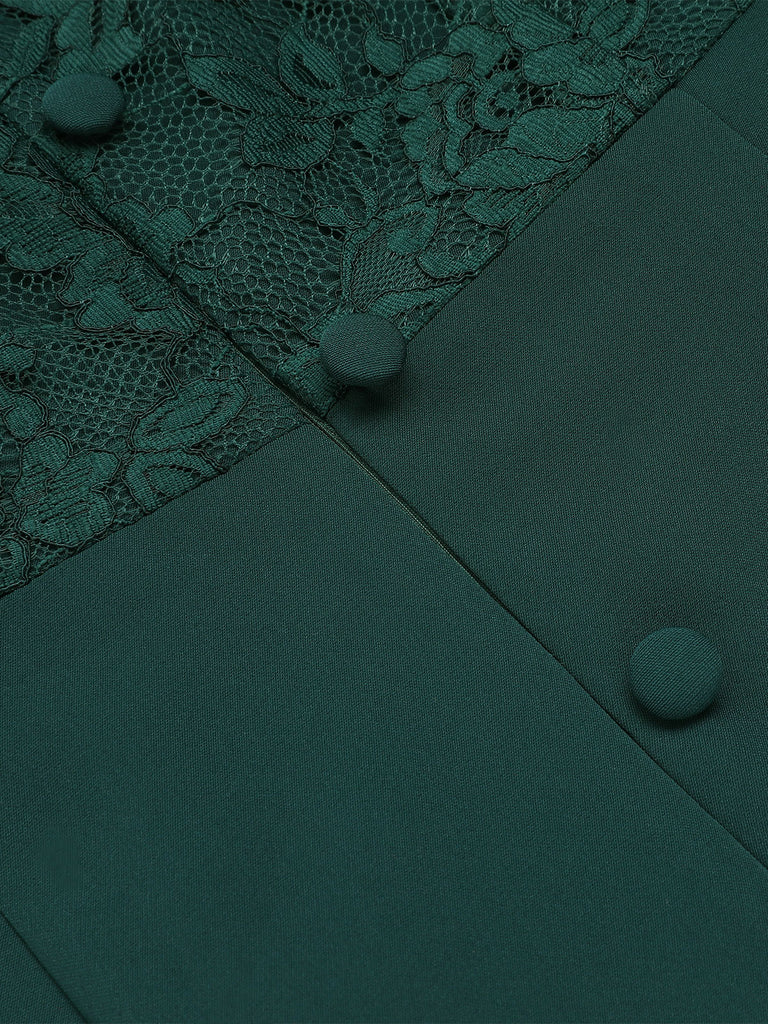 Dark Green 1960s Lace Off-shoulder Dress Dark Green 1960s Lace Off-shoulder Dress