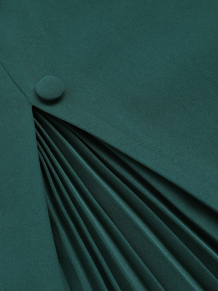 Dark Green 1960s Lace Off-shoulder Dress — vintage elegance for the modern woman