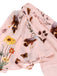 Close-up: vintage Pink Flowers And Birds Bowknot V-Neck Dress, perfect for vintage themed parties and retro fashion enthusiasts