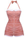 Gingham 1950s Halter Bowknot One-piece Swimsuit — vintage elegance for the modern woman