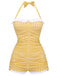 Gingham 1950s Halter Bowknot One-piece Swimsuit: timeless style reimagined
