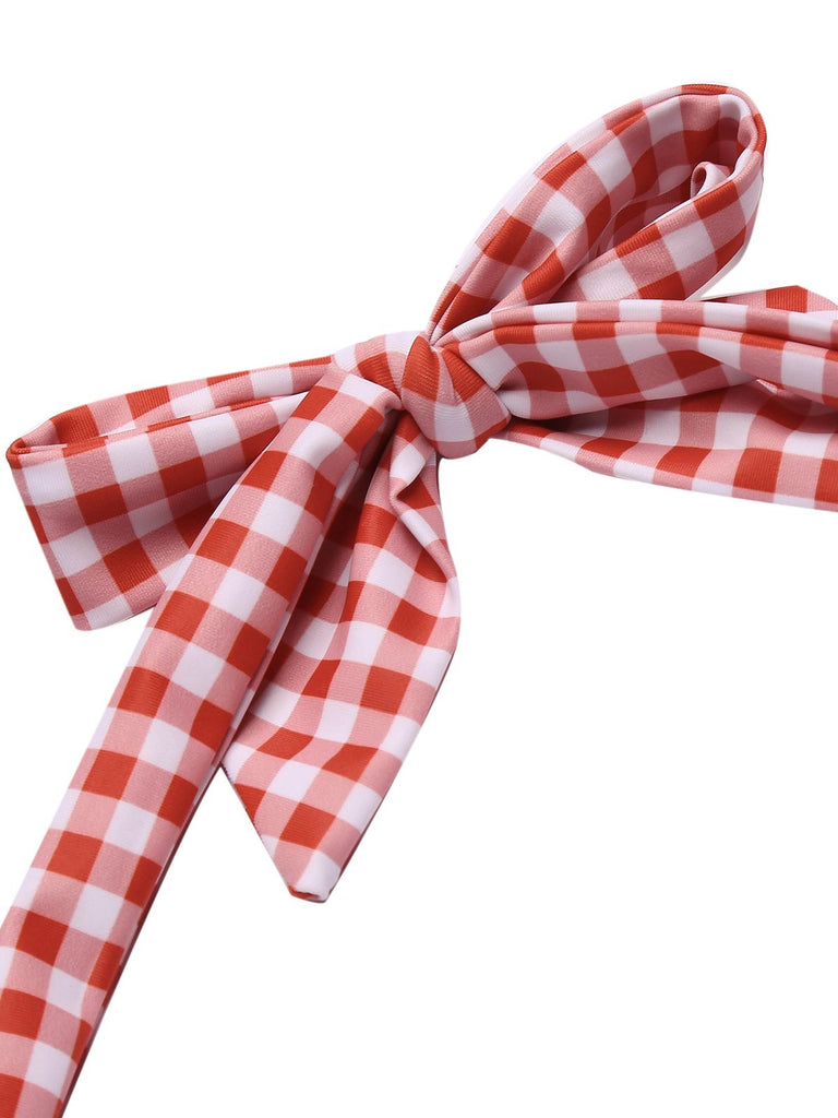 Gingham 1950s Halter Bowknot One-piece Swimsuit — vintage elegance for the modern woman
