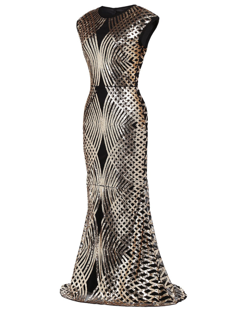 Gold 1920s Sequin Maxi Dress Gold 1920s Sequin Maxi Dress