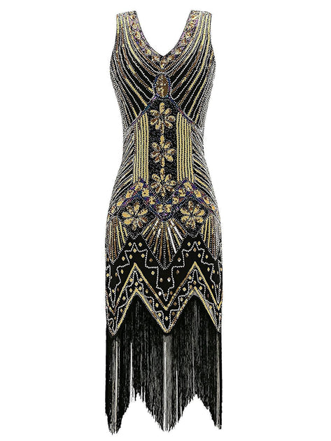 gold flapper style dress BABEYOND Golden Echo Fringe Flapper Dress, 1920s Dresses, Antique Honey, 10