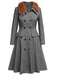 Gray 1930s Faux Fur Lapel Collar Coat - vintage fashion, retro style