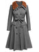 Gray 1930s Faux Fur Lapel Collar Coat - vintage fashion, retro style