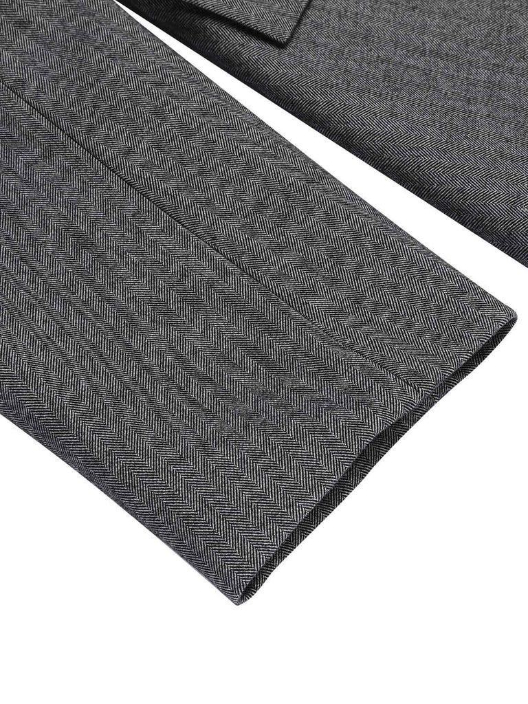 Gray 1930s Faux Fur Lapel Collar Coat - vintage fashion, retro style