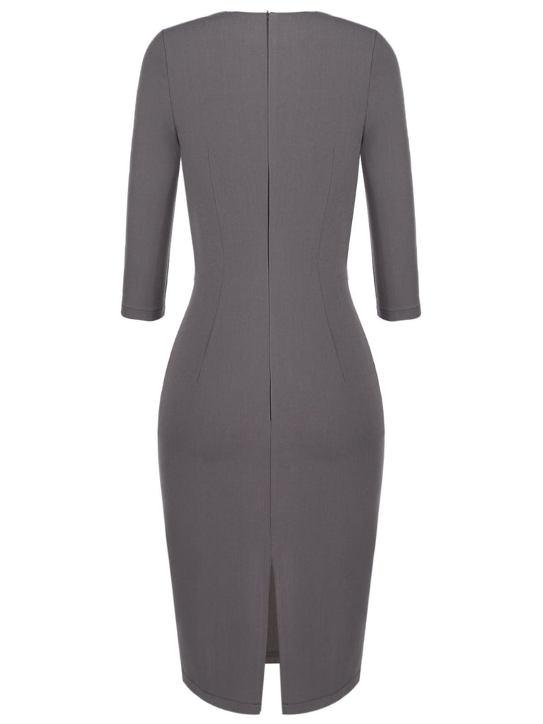 Women's 3/4 Sleeve Classic Work Sheath Dress Grey,XXL Women's 3/4 Sleeve Classic Work Sheath Dress Grey,XXL
