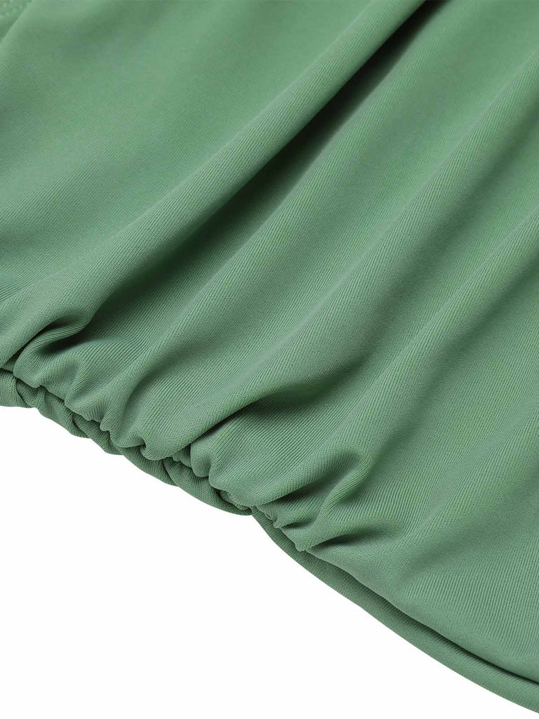 Green 1930s Peony Halter One-Piece Swimsuit — vintage elegance for the modern woman