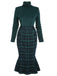 Green 1930s Plaid Turtleneck Fishtail Dress: timeless style reimagined
