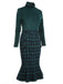 Green 1930s Plaid Turtleneck Fishtail Dress — vintage elegance for the modern woman