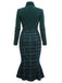Green 1930s Plaid Turtleneck Fishtail Dress: timeless style reimagined