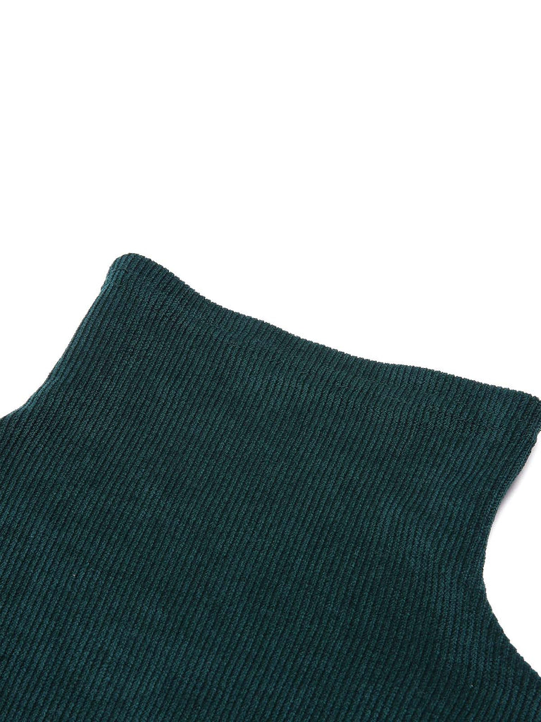 Green 1930s Plaid Turtleneck Fishtail Dress — vintage elegance for the modern woman