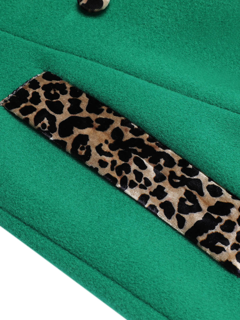 Green 1940s Leopard Patchwork Button Coat, vintage coat, retro outerwear - perfect for women who love vintage and retro fashion