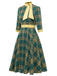 Green 1950s Bowknot Tie Plaid Dress — vintage elegance for the modern woman