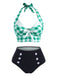 Green 1950s Checked Halter Bowknot Bikini Set - vintage fashion, retro style
