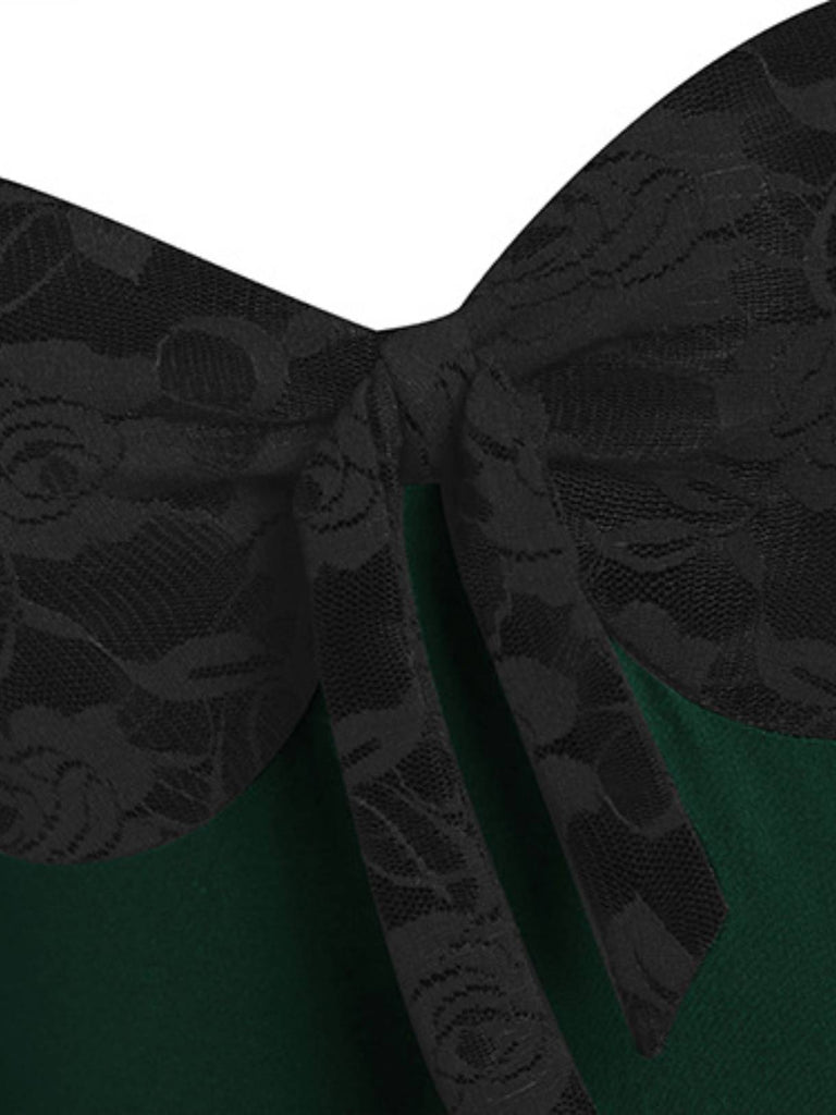 Green 1950s Lace Patchwork Swing Dress, vintage dress, retro fashion, rockabilly, pin-up fashion - perfect for women who love vintage and retro fashion