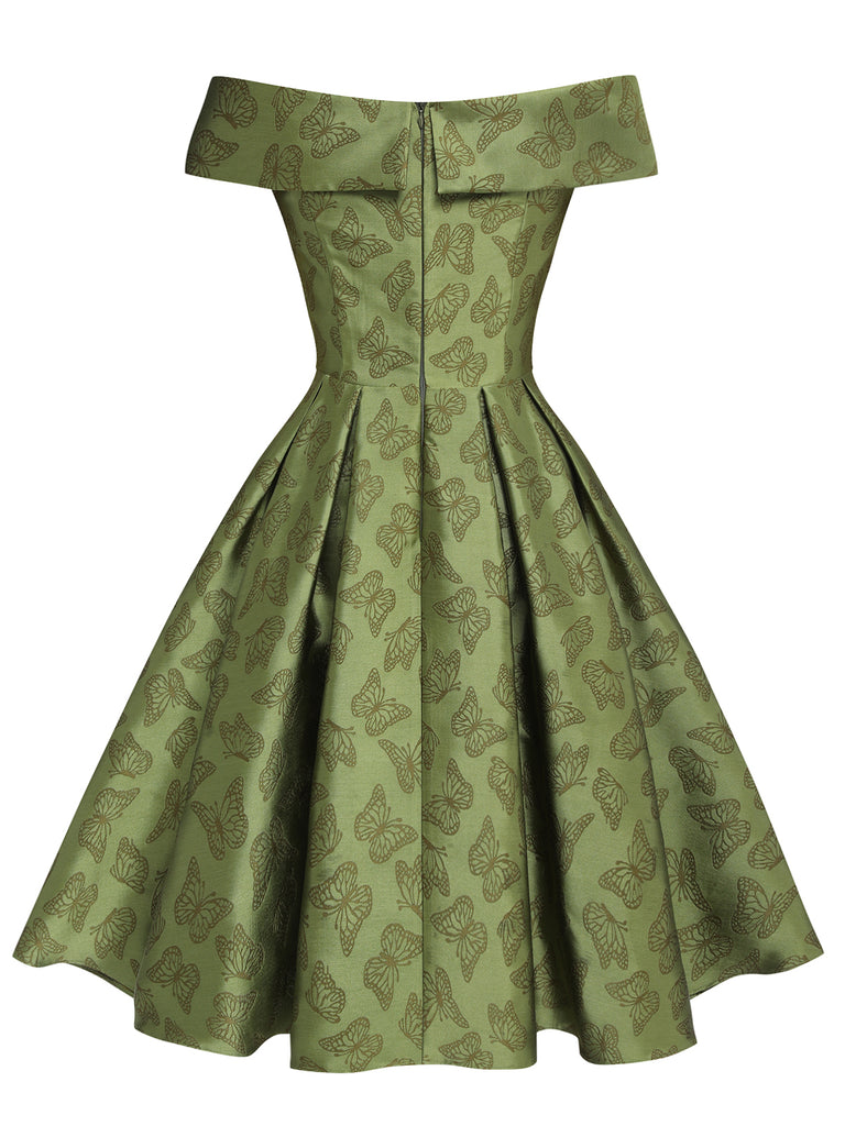 Green 1950s Off-Shoulder Vintage Dress | Retro Stage Green 1950s Off-Shoulder Vintage Dress | Retro Stage
