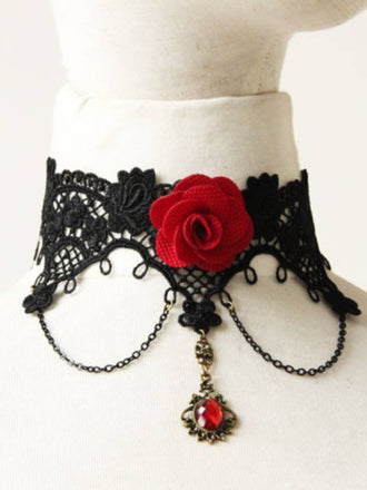 Halloween 3D Rose Flower Lace Necklace: timeless style reimagined
