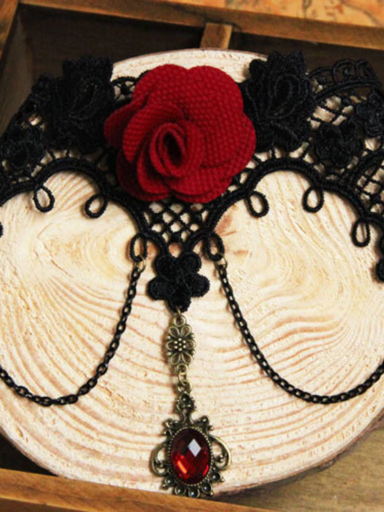 Halloween 3D Rose Flower Lace Necklace: timeless style reimagined