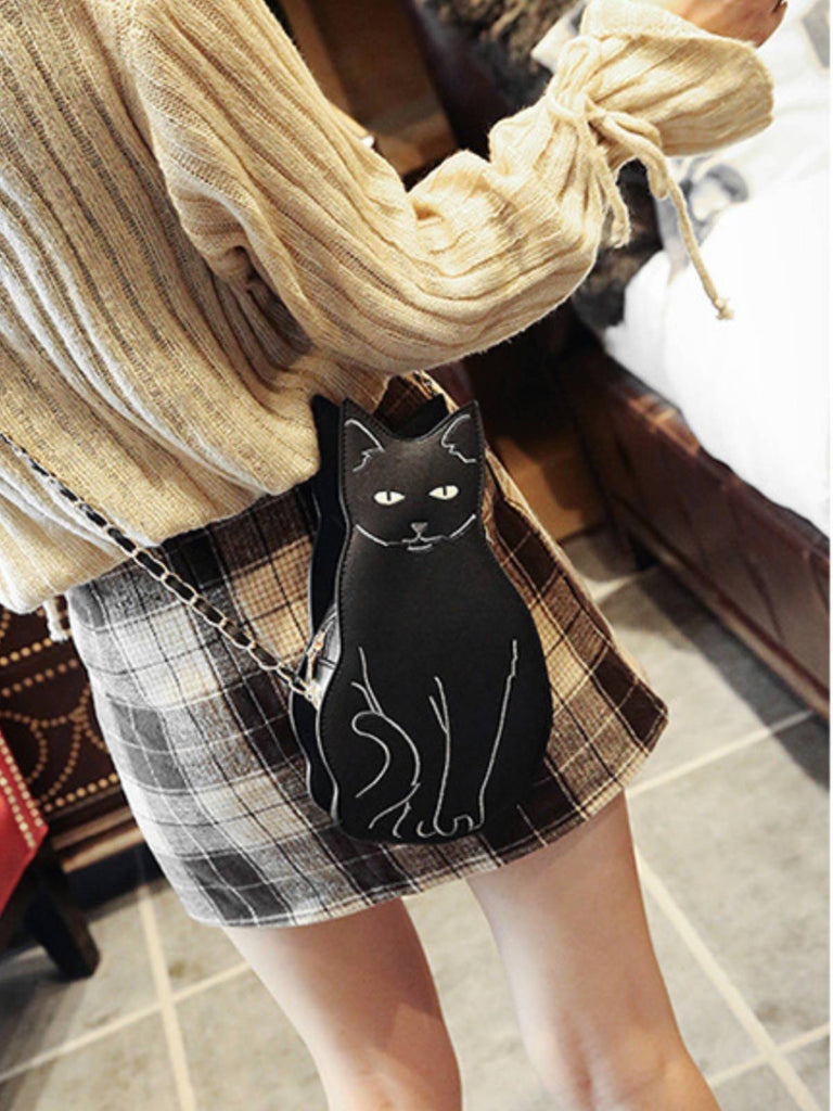 Halloween Cute Black Cat Bag - vintage fashion, retro style, classic black