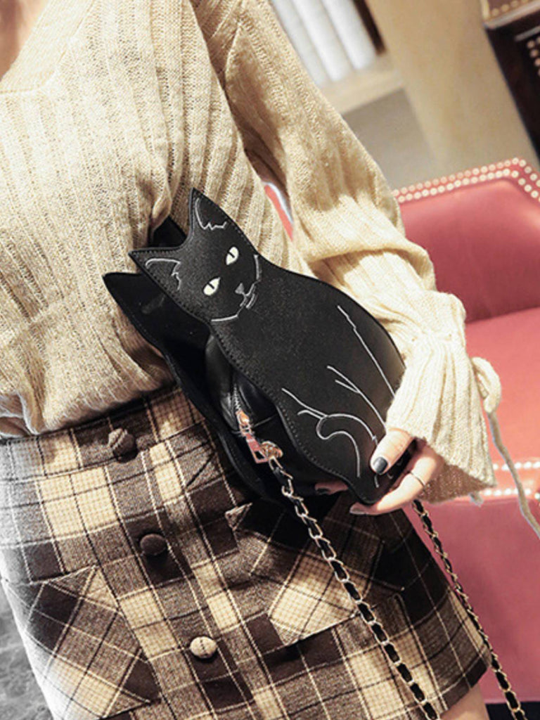 Halloween Cute Black Cat Bag - vintage fashion, retro style, classic black