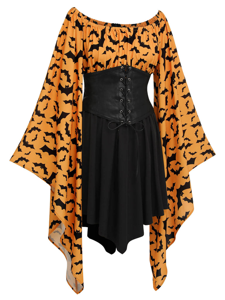 Halloween Gothic Bat Empire Waist Dress, vintage dress, retro fashion - perfect for women who love vintage and retro fashion